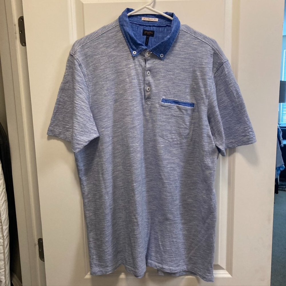 Good Man Brand Heather Blue Short Sleeve Polo Shirt - size XL